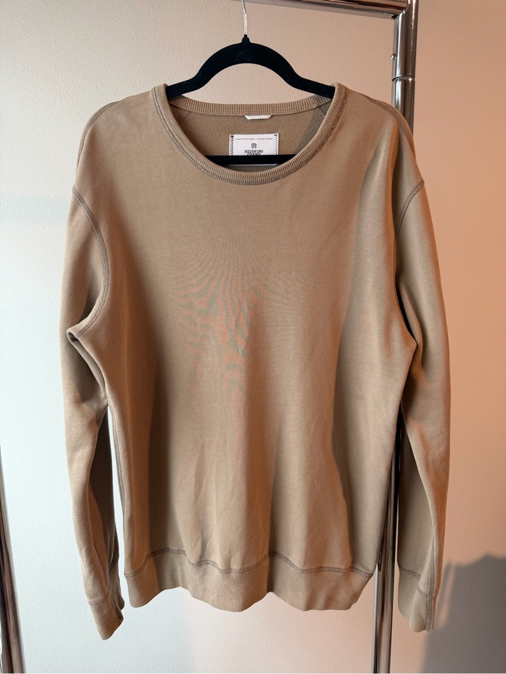 Reigning Champ Size Large Crewneck Sweatshirt in Faded Oxide (greeny Beige) GUC